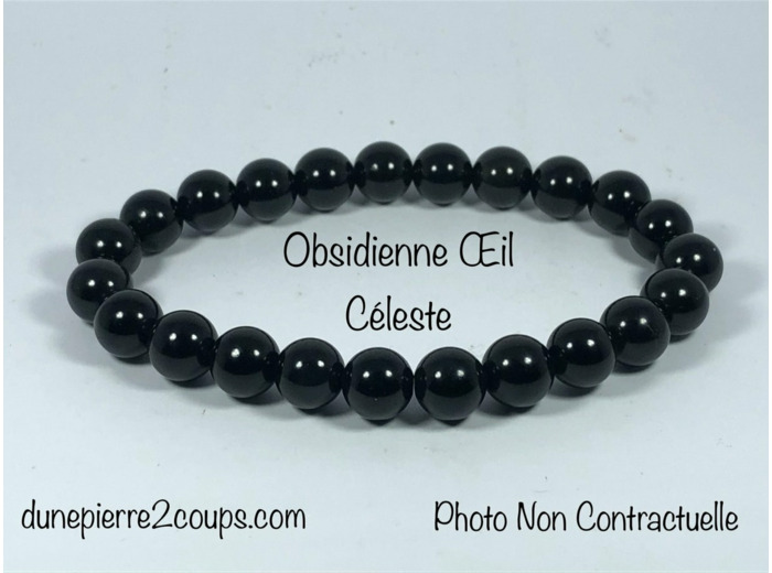 Bracelet Obsidienne Noire  8mm