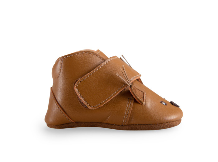 Chaussons cuir écureuil camel Pomme des bois 0/6 m