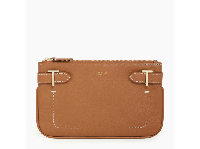 Pochette zippée Simone en cuir grainé