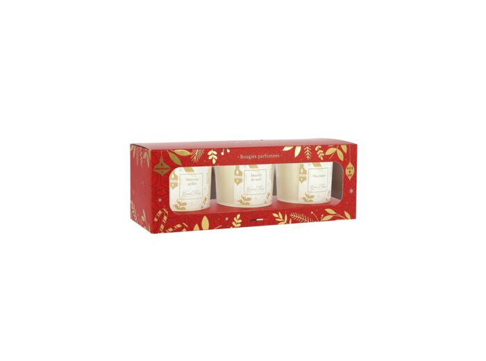 Coffret Rouge Bougies 3 x 90 g Noël