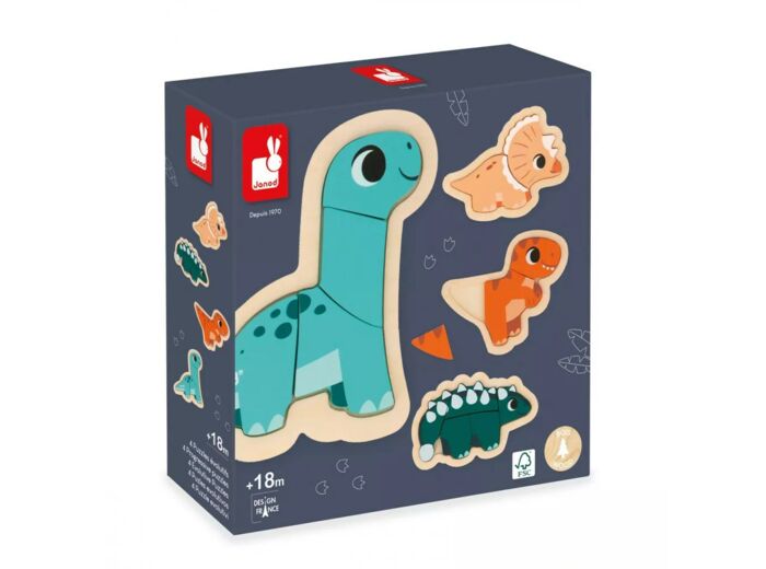 Dino - 4 Puzzles Evolutifs Dino - Janod