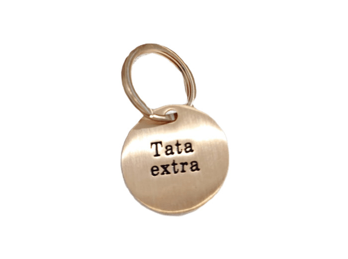 Porte clef "Tata extra" doré brossé