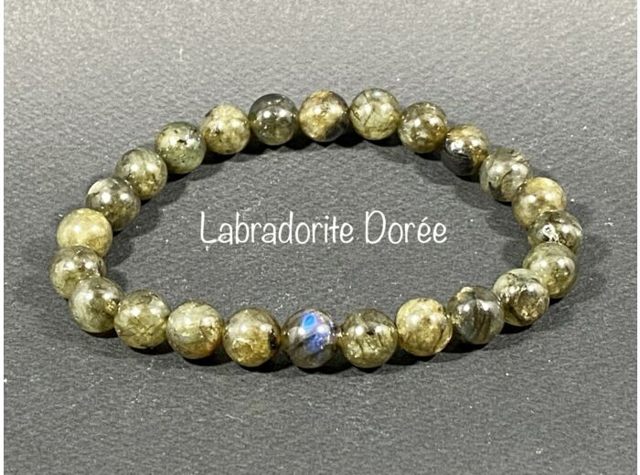 Bracelet Labradorite Dorée 8mm