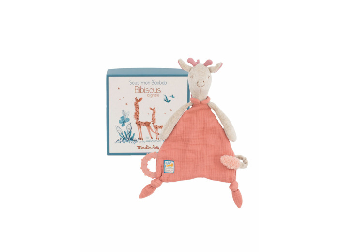 Doudou attache-tétine girafe Sous mon baobab