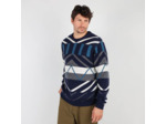 Pull Homme PANDIM Wool jacquard sweater Deep Marine OXBOW