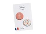 2 Broches (badges) - Motif fleuri + fleur fond rose #124 - Maison Joliette