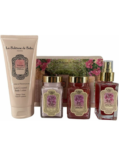 La sultane de Saba - Trousse de soins senteur Rose - Elixir de la mariée 50ml + BBcrème de jour des mariées 100ml + Baume de nuit 100ml + Lait corporel 200ml