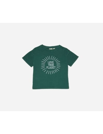 Tee-Shirt Enfant en Jersey de Coton Bio Vert Bouteille FRENCH POESIE