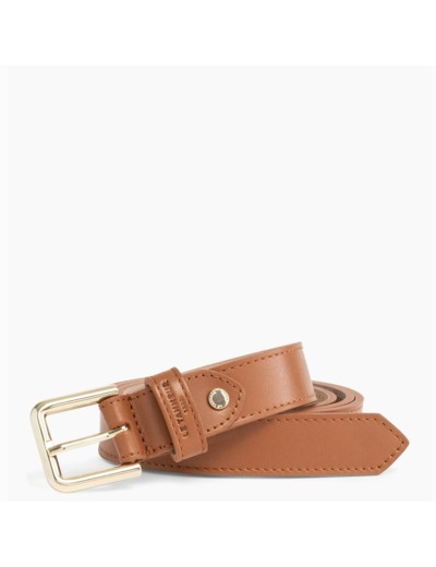 Ceinture femme avec boucle carrée en cuir lisse