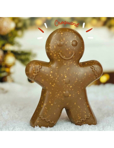 Bonhomme aux éclats de noisettes moulage de noël - Chocolat de Noël artisanal Chocodic