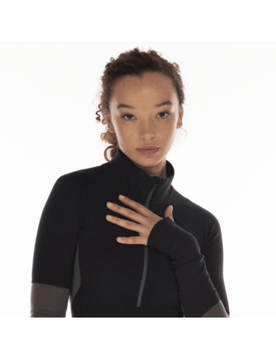 Sous-Pull Mérinos Femme Darkhorse 185 Zoned 1/4 Zip Black/Ash ARTILECT