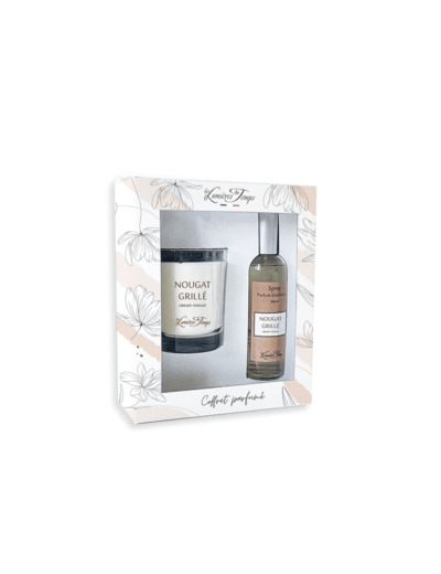 Coffret Bougie 180 g + Spray 100 ml Nougat Grillé