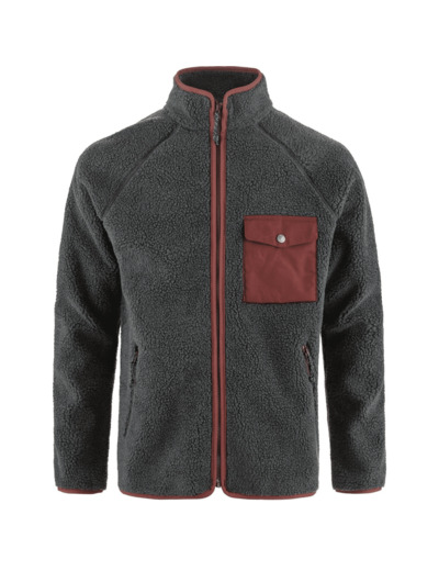 Polaire Homme Vardag Pile Fleece 030-352/Dark Grey-Maroon FJÄLLRÄVEN