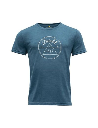 T-Shirt Mérinos 1853 Man Tee Blue Melange DEVOLD