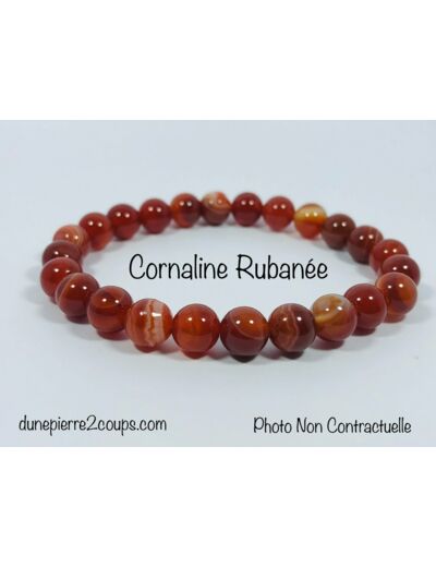 Bracelet Cornaline Rubanée  8mm