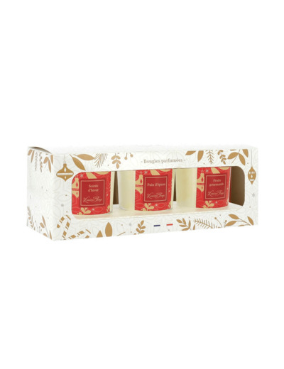 Coffret Blanc Bougies 3 x 90 g Noël