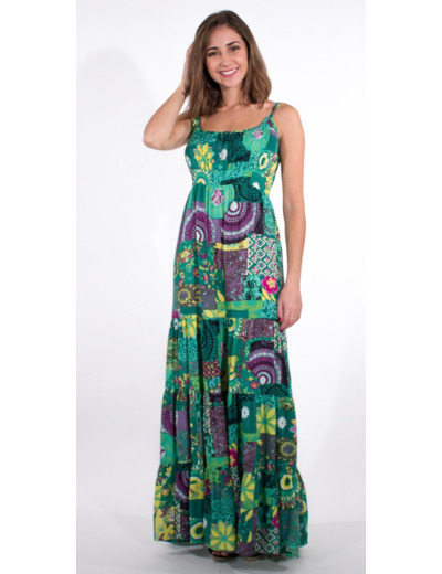 Robe longue viscose motifs Patchemy - 3 coloris