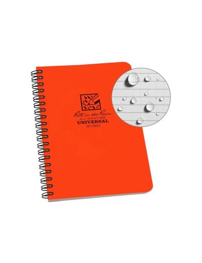 Carnet Orange Tout Temps Waterproof 18cm Spirale Verticale RITE IN THE RAIN