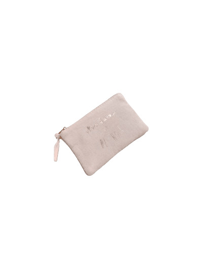 Pochette gaz de coton imprimé doré biface "Vivre d'amour et de rosé"