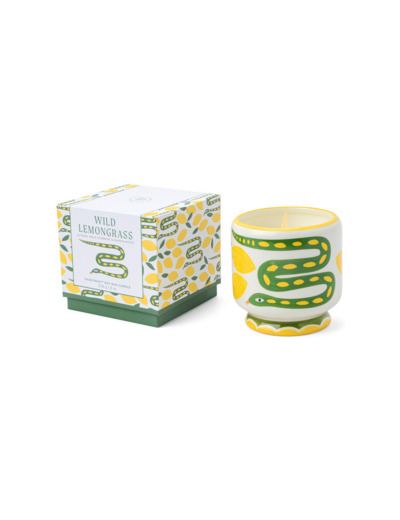 Bougie Adopo 8 oz./226g Snake Ceramic Candle - Wild Lemongrass PADDYWAX