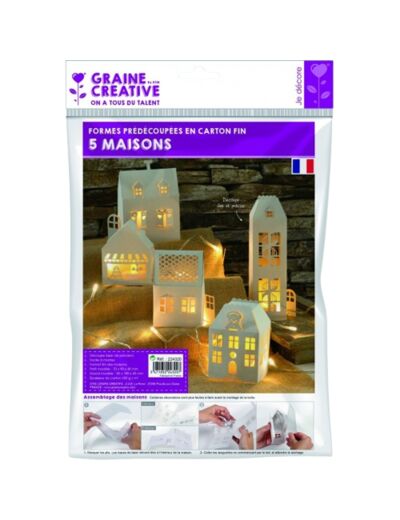 5 maisons prédécoupée en carton fin - Graine créative