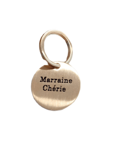 Porte clef "Marraine chérie" doré brossé