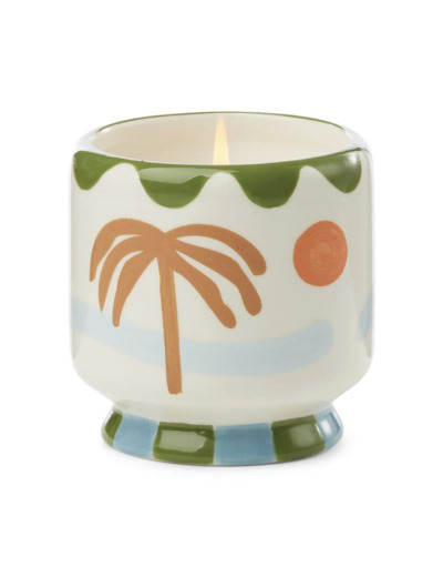 Bougie Adopo 8 oz./226g Palm Tree Ceramic Candle -Lush Palms Boxed PADDYWAX