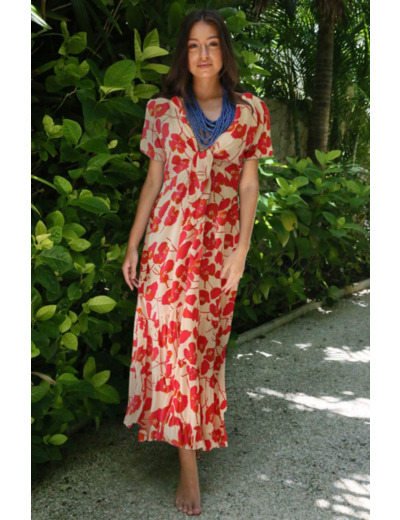 Robe longue Coquelicots en viscose