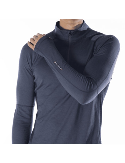 Sous-Pull Mérinos Homme Boulder 125 1/4 Zip Dusk Blue/Black ARTILECT