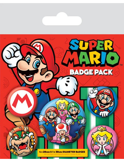 NINTENDO - Pack 5 Badges - Super Mario