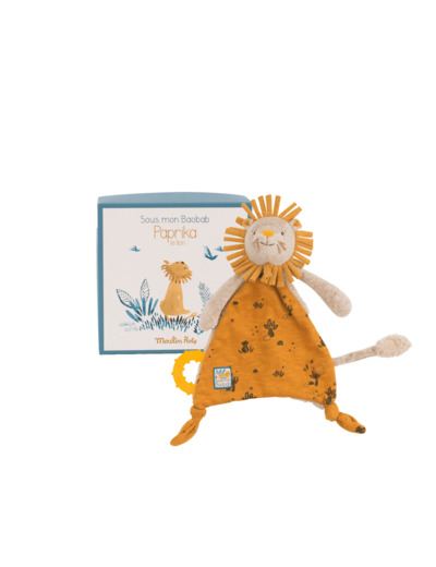 Doudou attache-tétine lion Sous mon baobab