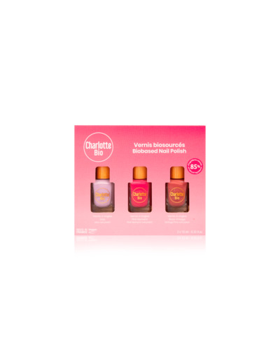 Coffret 3 vernis à ongles naturels biosourcés (Lilas, Pink moment, Rose Vintage) - Charlotte bio