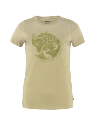 T-Shirt Femme Arctic Fox Print Sand Stone FJÄLLRÄVEN