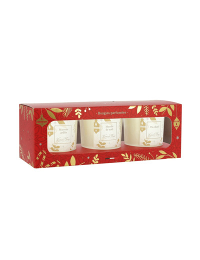 Coffret Rouge Bougies 3 x 90 g Noël