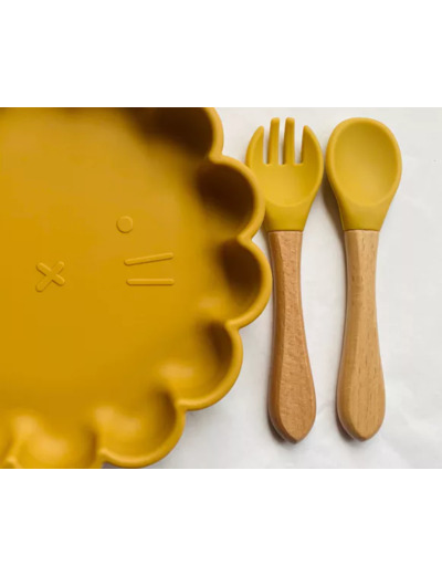 Set repas et couverts jaune pour enfant - les petits citrons