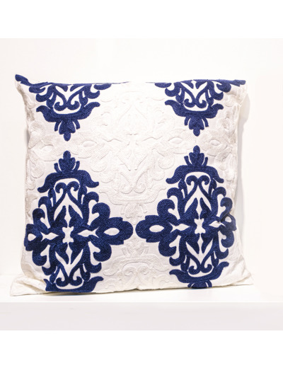 Housse de coussin-Thailande-broderie-Bleu