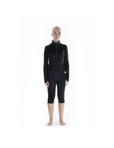 Sous-Pull Mérinos Femme Boulder 125 1/4 Zip Black ARTILECT