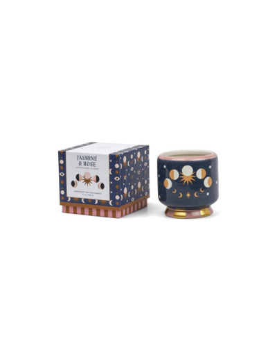 Bougie Adopo 8oz./226g Moon Phases Ceramic Candle - Jasmine & Rose Boxed PADDYWAX