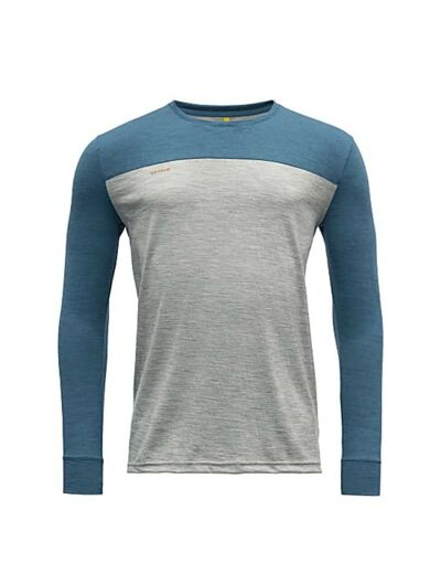 T-Shirt Manches Longues Mérinos Norang Man Grey Melange/Blue DEVOLD