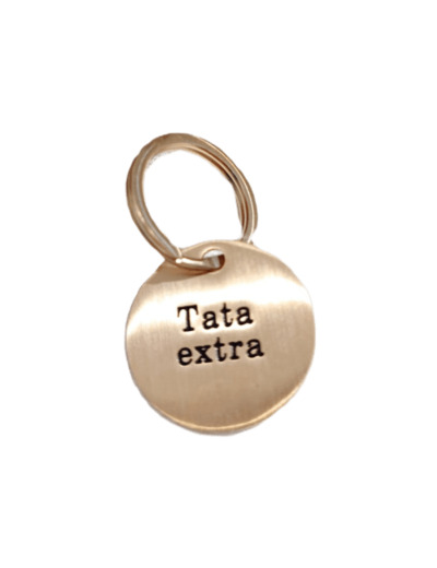 Porte clef "Tata extra" doré brossé