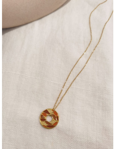 Collier cercle émail orange doré