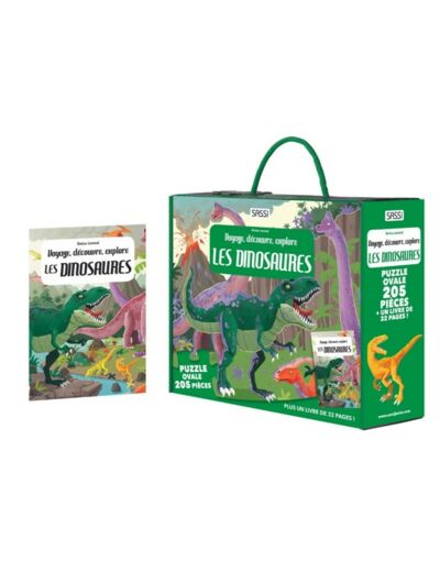 Voyage découvre explore - livre et puzzle - les dinosaures - Sassi