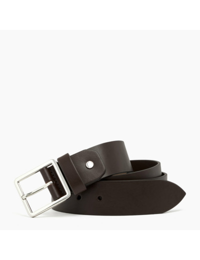 Ceinture homme avec boucle carrée en cuir lisse tannage végétal