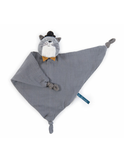 Doudou lange chat gris clair Fernand Les Moustaches