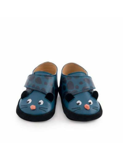 Chaussons cuir panthère bleu Dans la jungle 18/24 m