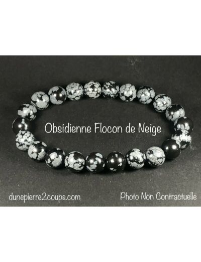 Bracelet Obsidienne Neige  8mm