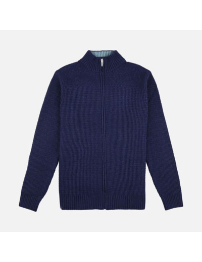 Gilet Homme PEAK Zipped wool sweater Deep Marine OXBOW