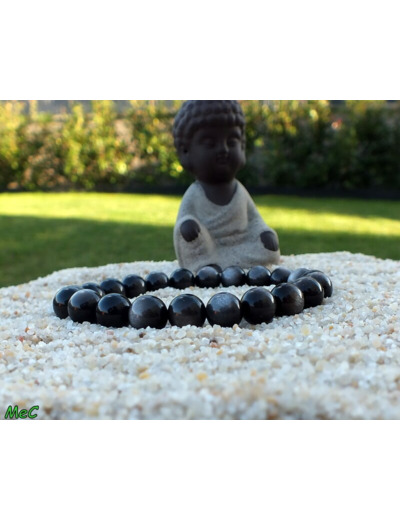 Bracelet obsidienne argentée