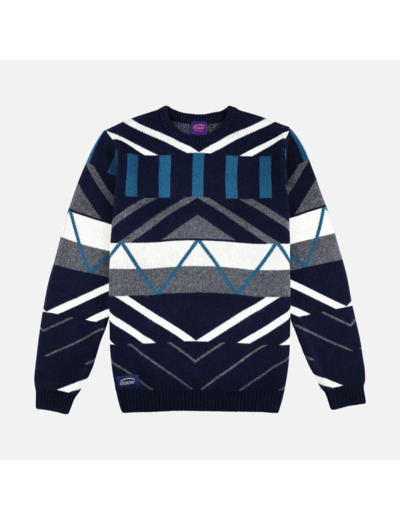 Pull Homme PANDIM Wool jacquard sweater Deep Marine OXBOW