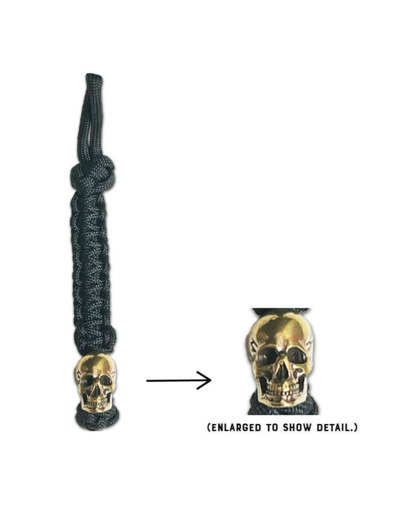 Porte-Clés Paracorde Black w Brass Skull Lanyard Homme TRIXIE & MILO